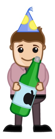 Man with Wine on Party - Cartoon Business Charactersのイラスト素材