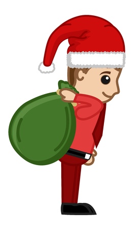 Santa with Gift Sack - Business Cartoon Charactersのイラスト素材