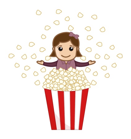 Popcorns - Cartoon Business Vector Characterのイラスト素材