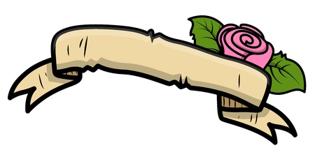 Vintage Tattoo Love Rose Banner - Vector Illustrationのイラスト素材