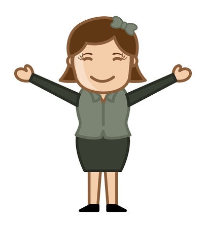 Open Arms Girl - Business Cartoon Characterのイラスト素材