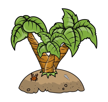 Cartoon Island - Vector Cartoon Illustrationのイラスト素材