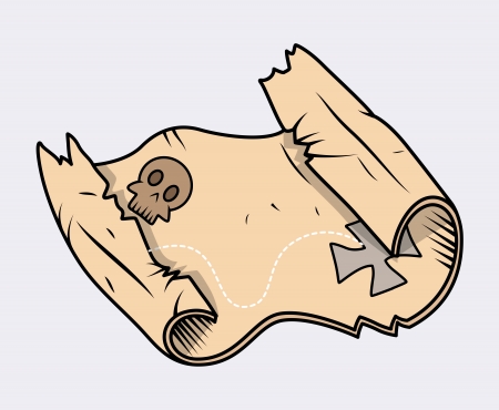 Old Parchment Paper Map - Vector Cartoon Illustrationのイラスト素材