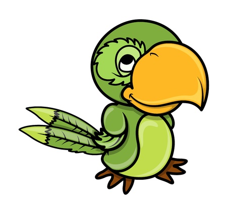 Green Parrot - Vector Cartoon Illustrationのイラスト素材