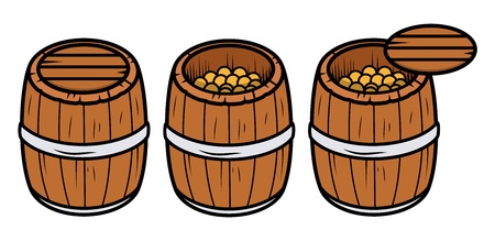 Old Wooden Coin Container - Vector Cartoon Illustrationのイラスト素材