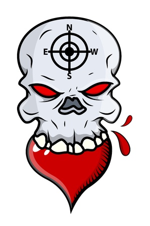 Heart Eating Skull - Vector Cartoon Illustrationのイラスト素材