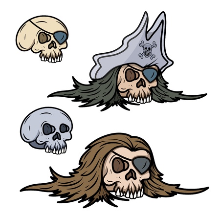 pirate captain skull - Vector Cartoon Illustrationのイラスト素材
