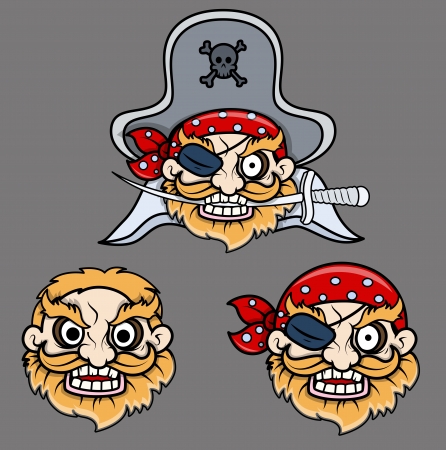 evil pirate captain laughing - Vector Cartoon Illustrationのイラスト素材