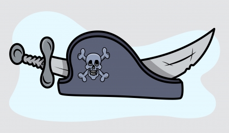 captain pirate hat and sword - Vector Cartoon Illustrationのイラスト素材