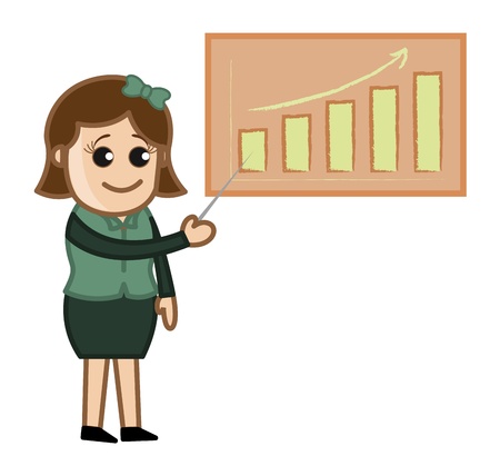 Female Presenting on Projector - Cartoon Business Vector Illustrationsのイラスト素材