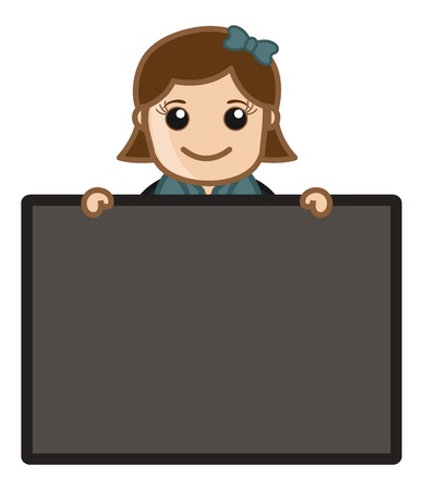 Girl Holding Blank Board - Cartoon Business Vector Illustrationsのイラスト素材