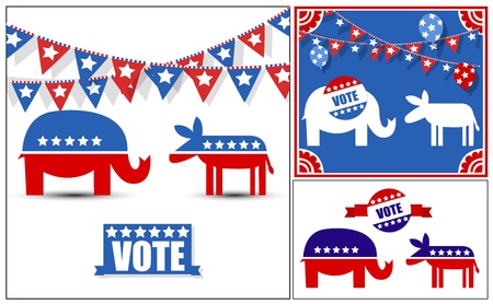 USA Voting Day Symbol Vector Graphics Setのイラスト素材