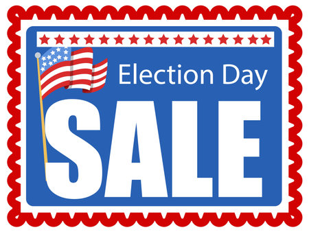 stamp style background for Election Day sale Vector Illustrationのイラスト素材