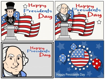 United States National Holidays - Presidents Day - Washington Birthday - Vector Setのイラスト素材