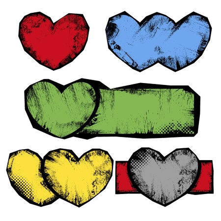 Grunge Hearts - Vector Illustration Banner Backgroundのイラスト素材