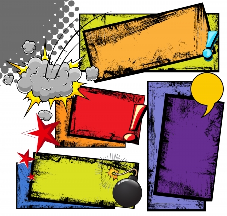 Grunge Dirty Comic Background Strips and Expression Cloudのイラスト素材