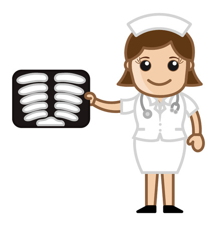 X-Ray Report - Medical Cartoon Vector Characterのイラスト素材