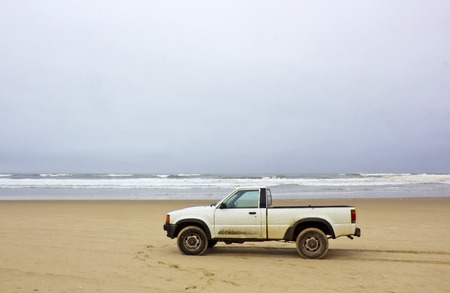 truck on beachの写真素材