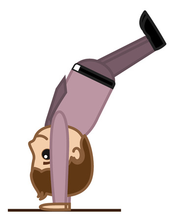 Man Jumping Upside Down - Vector Cartoonのイラスト素材