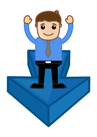 Man Standing on Arrow - Vector Character Illustrationのイラスト素材