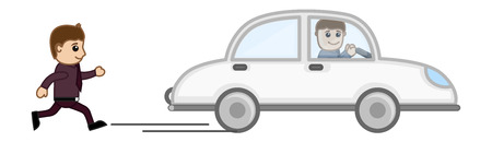 Cartoon Vector - Running Behind a Carのイラスト素材