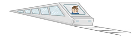 Cartoon Vector - Driving Bullet Trainのイラスト素材
