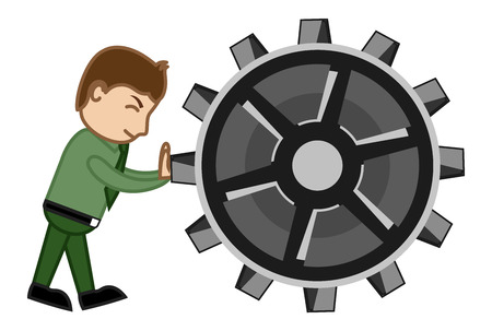Dragging the Gear - Cartoon Vectorのイラスト素材