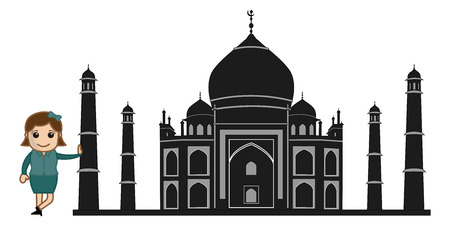 Black Cartoon Vector Taj Mahalのイラスト素材