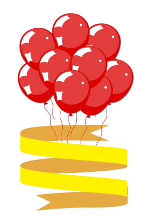 Red Balloons with Ribbon Bannerのイラスト素材
