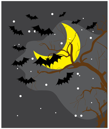 Flying Bats in Spooky Nightのイラスト素材