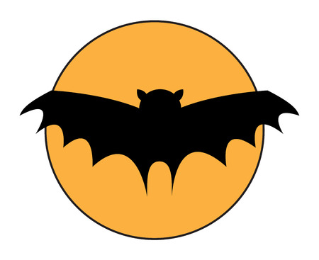 Flying Bat in Moon Lightのイラスト素材