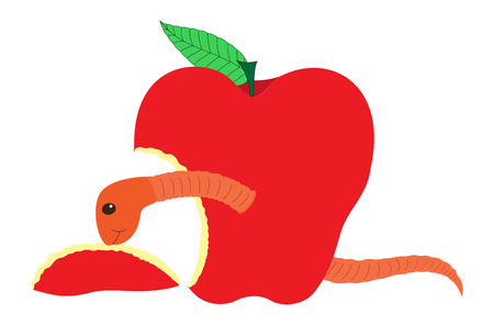 Fruit Worm Eating Appleのイラスト素材
