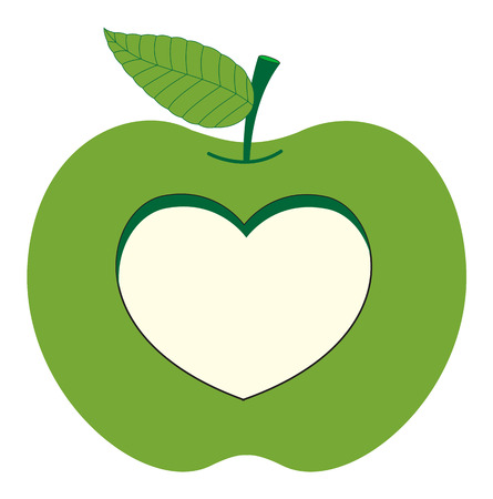 Cut Heart Shape from Appleのイラスト素材