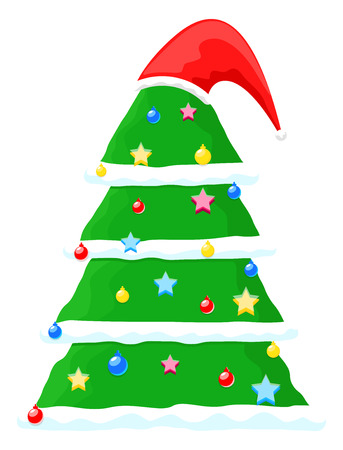 Decorative Chtistmas Tree with Santa Capのイラスト素材