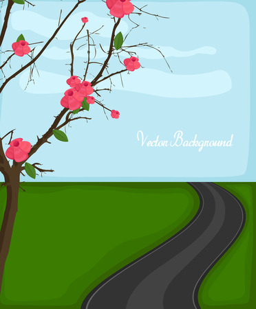 Autumn Nature Highway Pictureのイラスト素材