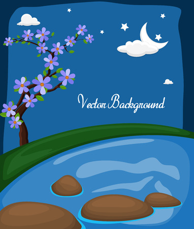 Autumn Nature River Backgroundのイラスト素材