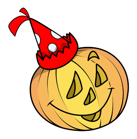 party cap jack-o-lantern - halloween vector illustrationのイラスト素材