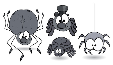 set of funny vector spidersのイラスト素材