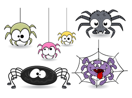 set of cute funny cartoon spiders vectorsのイラスト素材