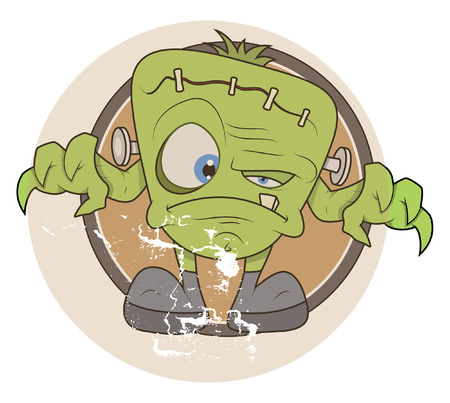 tiny green monster vector illustrationのイラスト素材