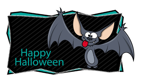 happy halloween banner along with cartoon batのイラスト素材