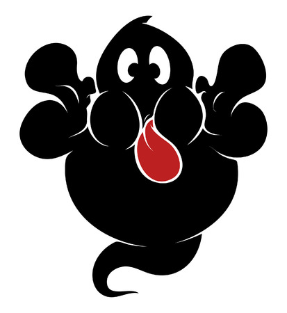 teasing funny cartoon ghost - halloween vector illustrationのイラスト素材