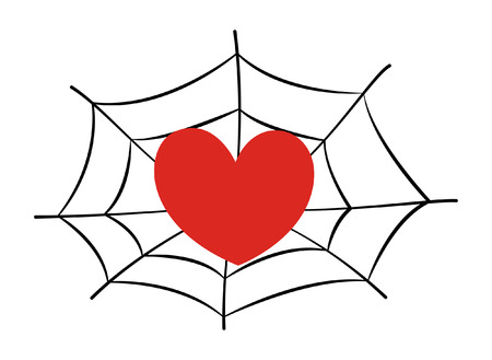 heart stucked in spider webのイラスト素材