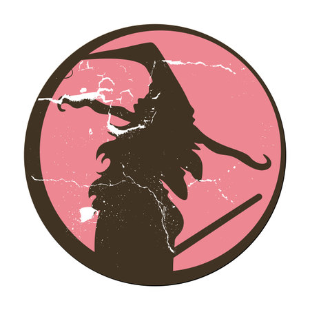retro witch illustration vectorのイラスト素材