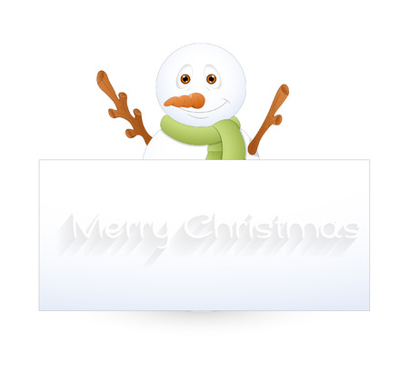 Happy Snowman with Blank Ad Bannerのイラスト素材
