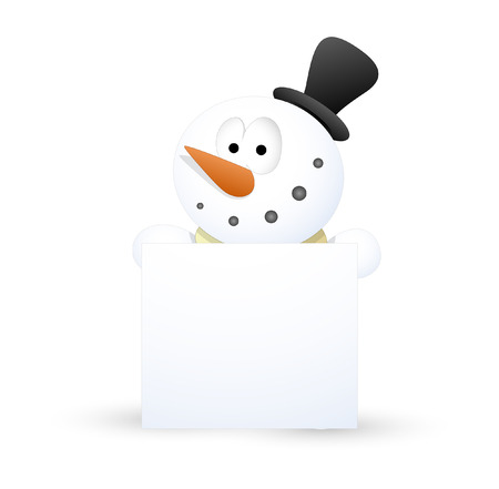 Surprised Snowman with Blank Bannerのイラスト素材