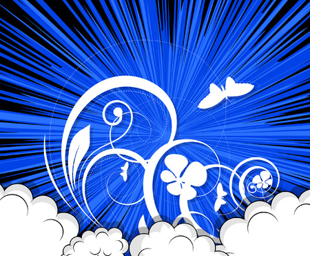 Flourish Clouds Sunburst Backgroundのイラスト素材