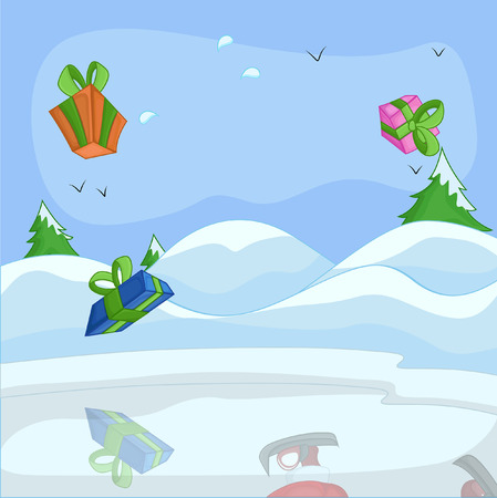 Falling Gift Boxes Snow Backgroundのイラスト素材