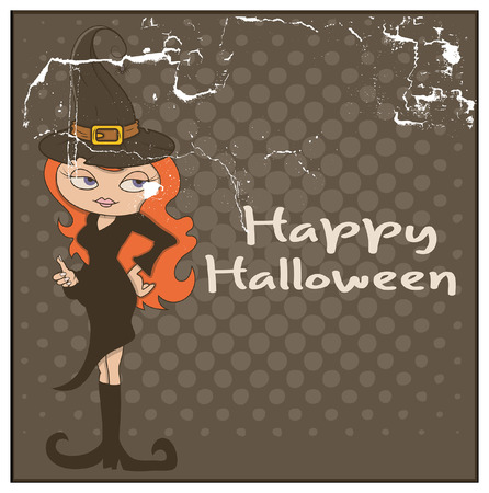 Halloween Witch Character Grunge Backgroundのイラスト素材