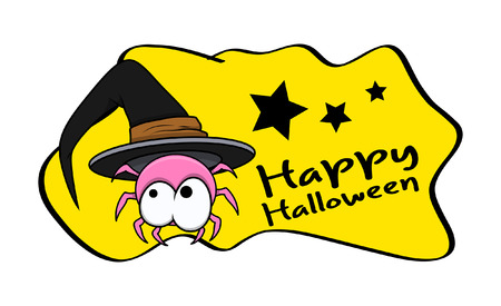 Funny Halloween Spider with Witch Hatのイラスト素材